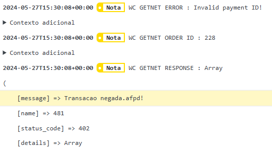 Exemplo log Antifraude detalhado