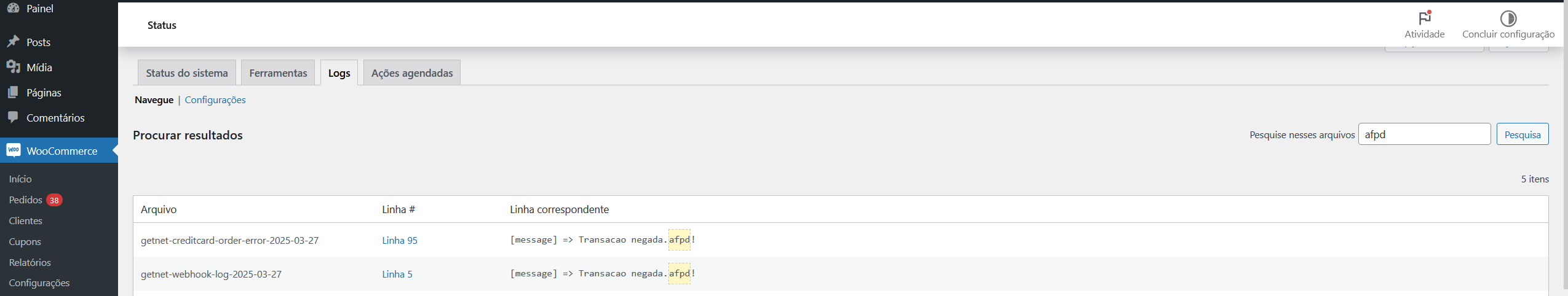 Exemplo log Antifraude