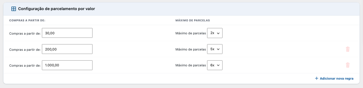 Parcelamento Avançado Preenchido