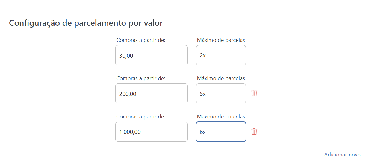Parcelamento Avançado Preenchido